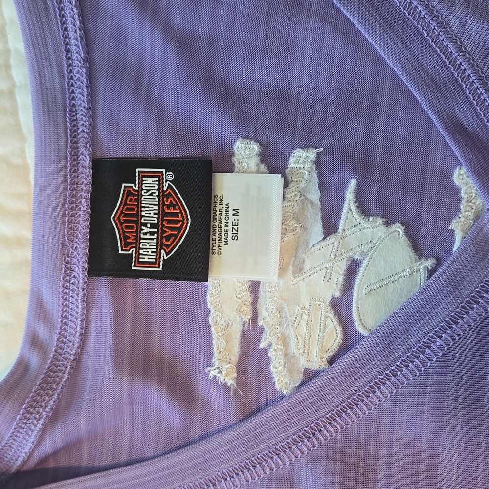 Harley Davidson Tech Long Sleeve Lavender Top - Picture 3 of 5
